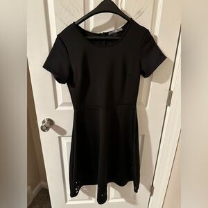 Signature Collection Black Short  Sleeve Dress - Medium Cut out hem